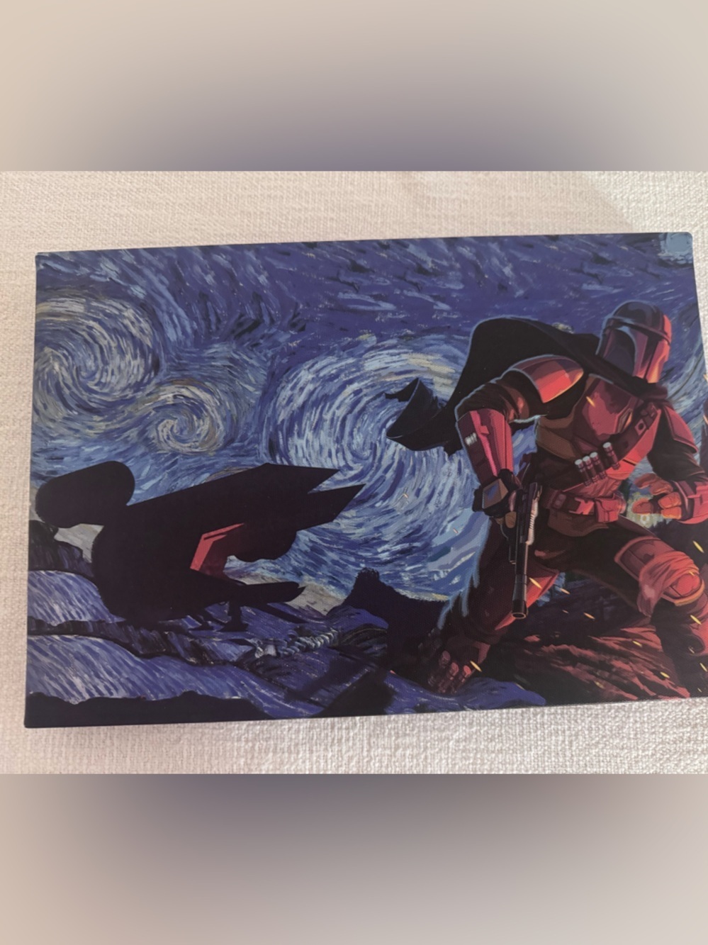 Star Wars The Mandalorian The Child Starry Night Canvas Wall Art